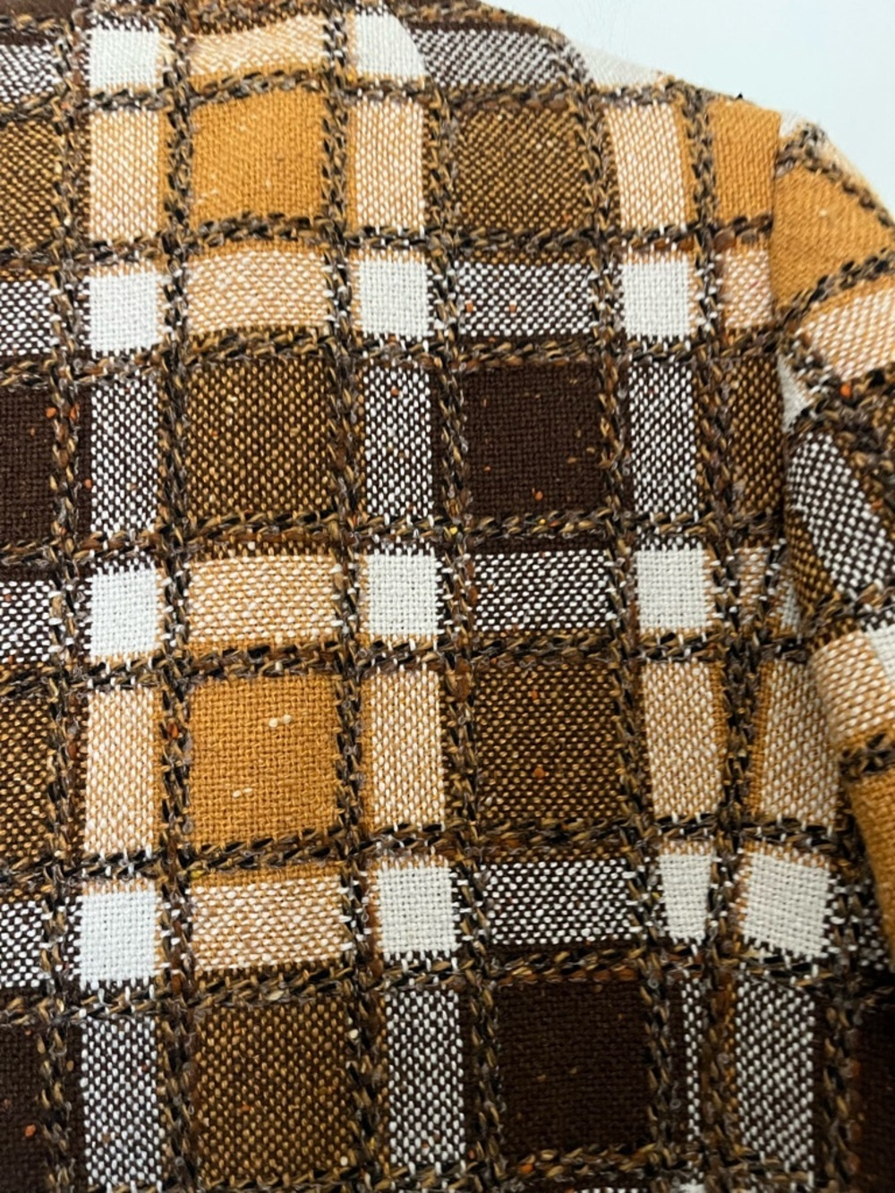 Vintage Classic Made In France Wool Check Plaid Jacket Brass Buttons S/M - Picture 10 of 12